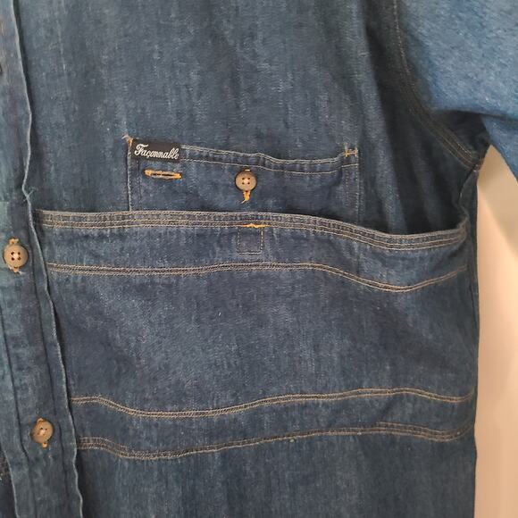 Faconnable Men’s Denim Shirt M Blue Button Down Long Sleeve French Designer - Picture 7 of 11
